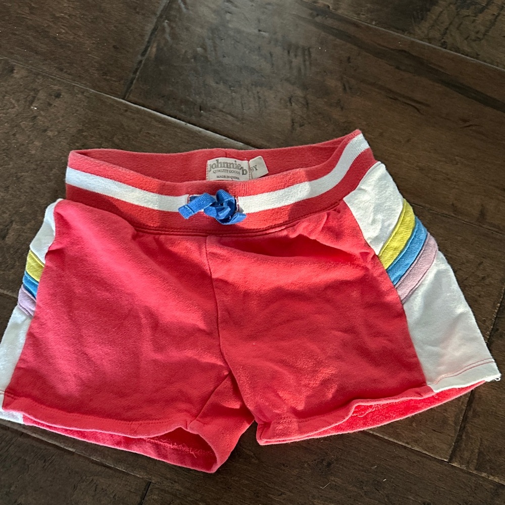 Red Shorts with Rainbow Stripes